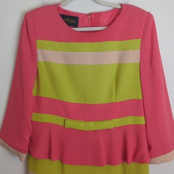 Vintage Retro Moshita Couture Maxi Pupleum Color Block Dress Size 10 - Picture 3 of 15